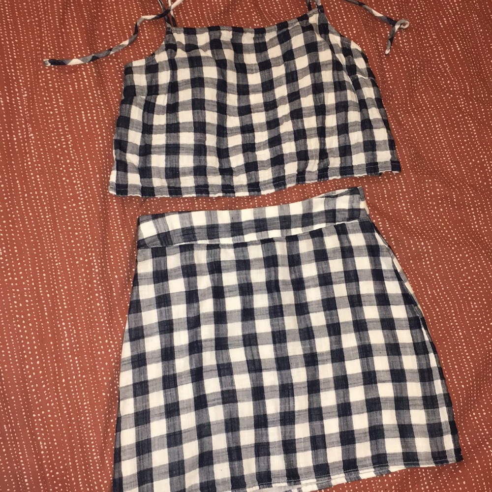 Gingham Mini Skirt & Crop Set